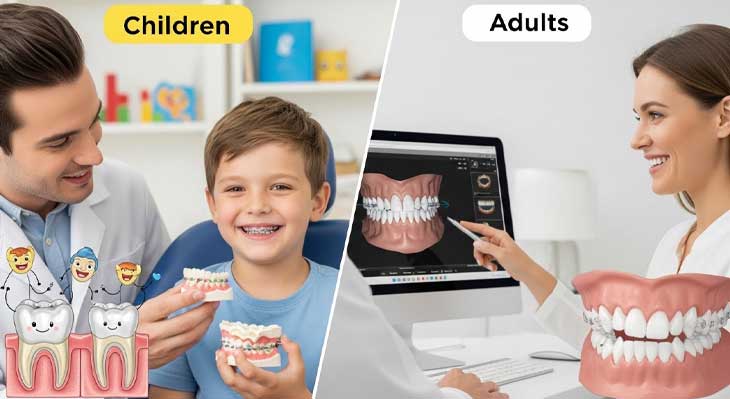 تفاوت ارتودنسی در کودکان و بزرگسالان